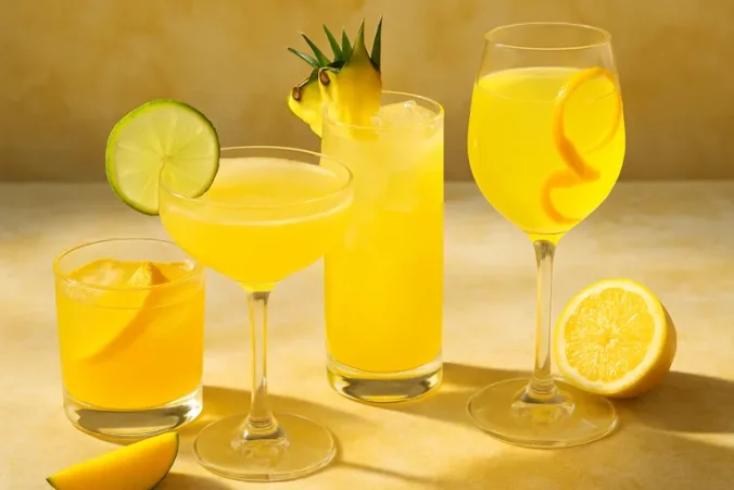 Goud in je glas: frisse gele cocktails met citrus en tropisch fruit
